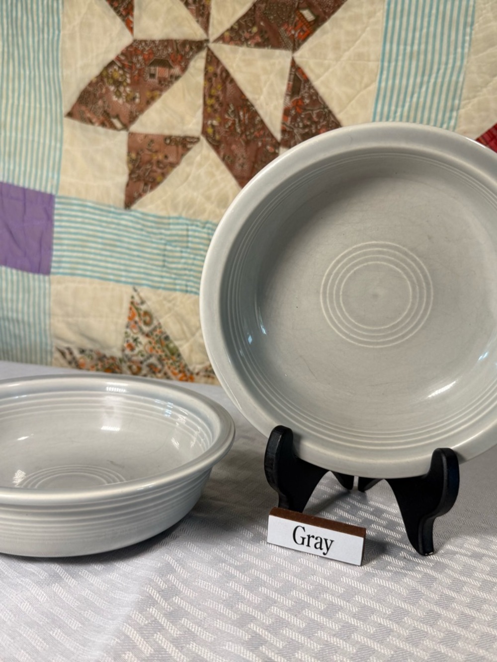 Fiestaware Gray Classic Rim 6 7/8 Cereal Bowls. Set of 2